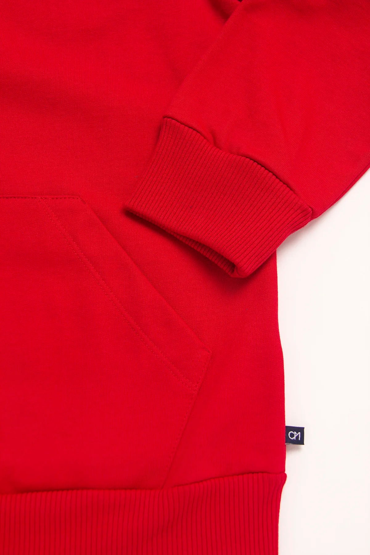 Buzo Perchado Half Zip Algodón Rojo